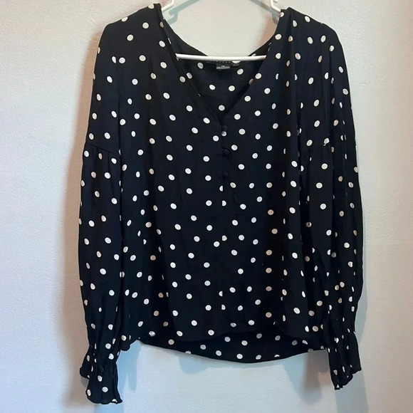 Sanctuary Alma XS polka dot black and white blouse - Picture 2 of 6